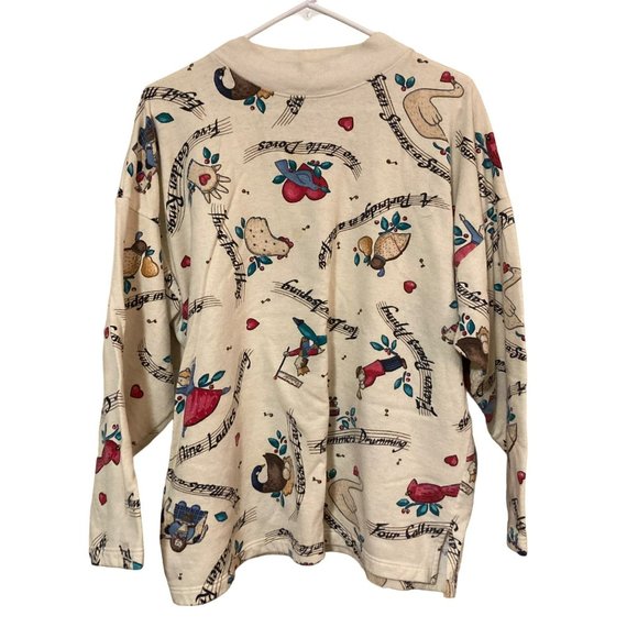 Holiday Time Sweaters - Vintage 12 Days of Christmas White Long Sleeve Sweater